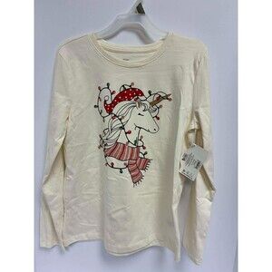 Christmas Girls long sleeve tee‎ Christmas unicorn design Holiday Time XL 14-16